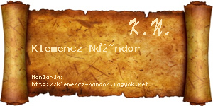 Klemencz Nándor névjegykártya