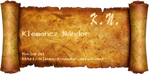 Klemencz Nándor névjegykártya